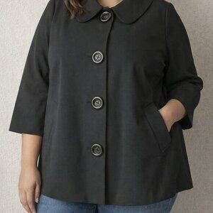 Penningtons size 18, sleek black blazer jacket with chunky buttons, 3/4 sleeve